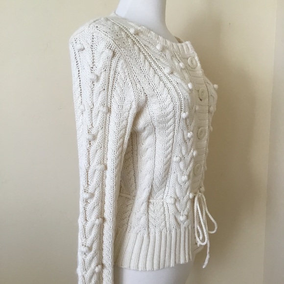 Alexandra Bartlett Cardigan Sweater Ivory Size PM - Picture 7 of 8
